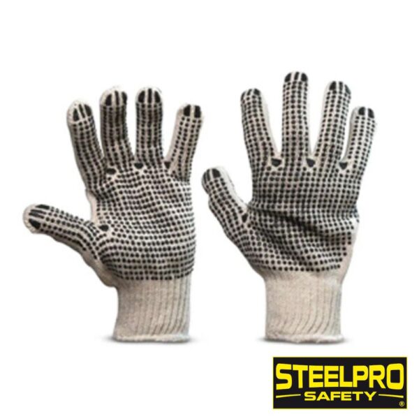 GUANTE DE HILO CON PUNTOS DE PVC (PALMA Y DORSO) (PAR)- STEELPRO