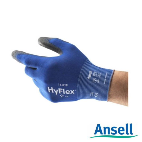 Guante Hyflex ultraligero nylon azul palma negra 11-618 Ansell